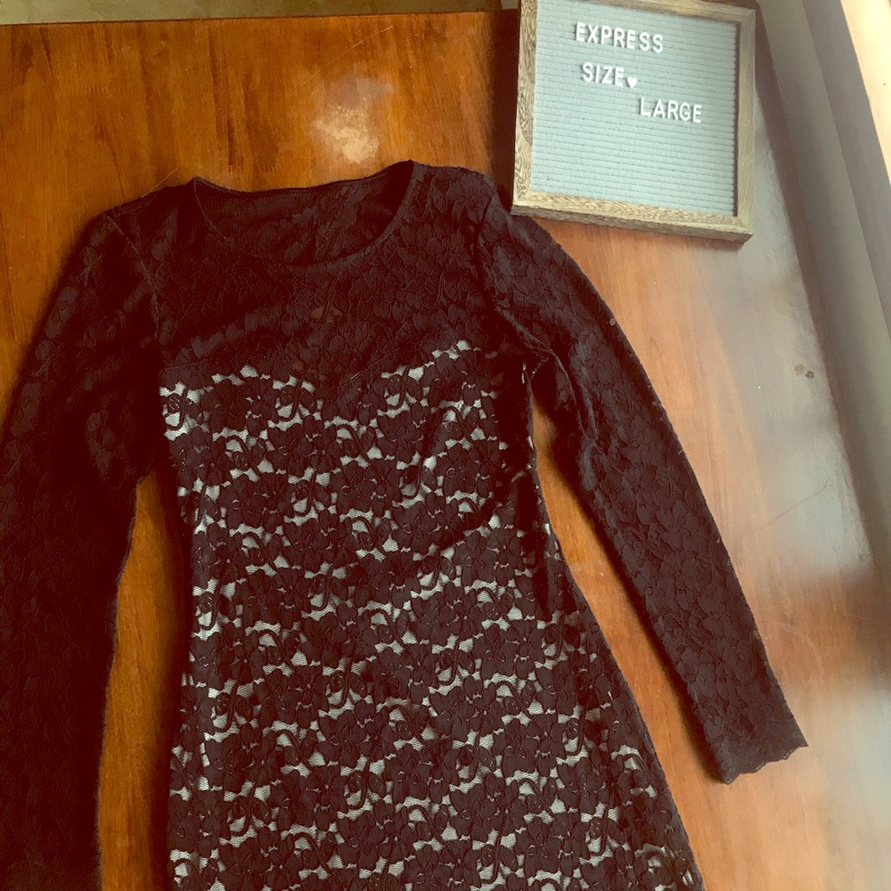 Express long sleeve lace bodycon dress - Large